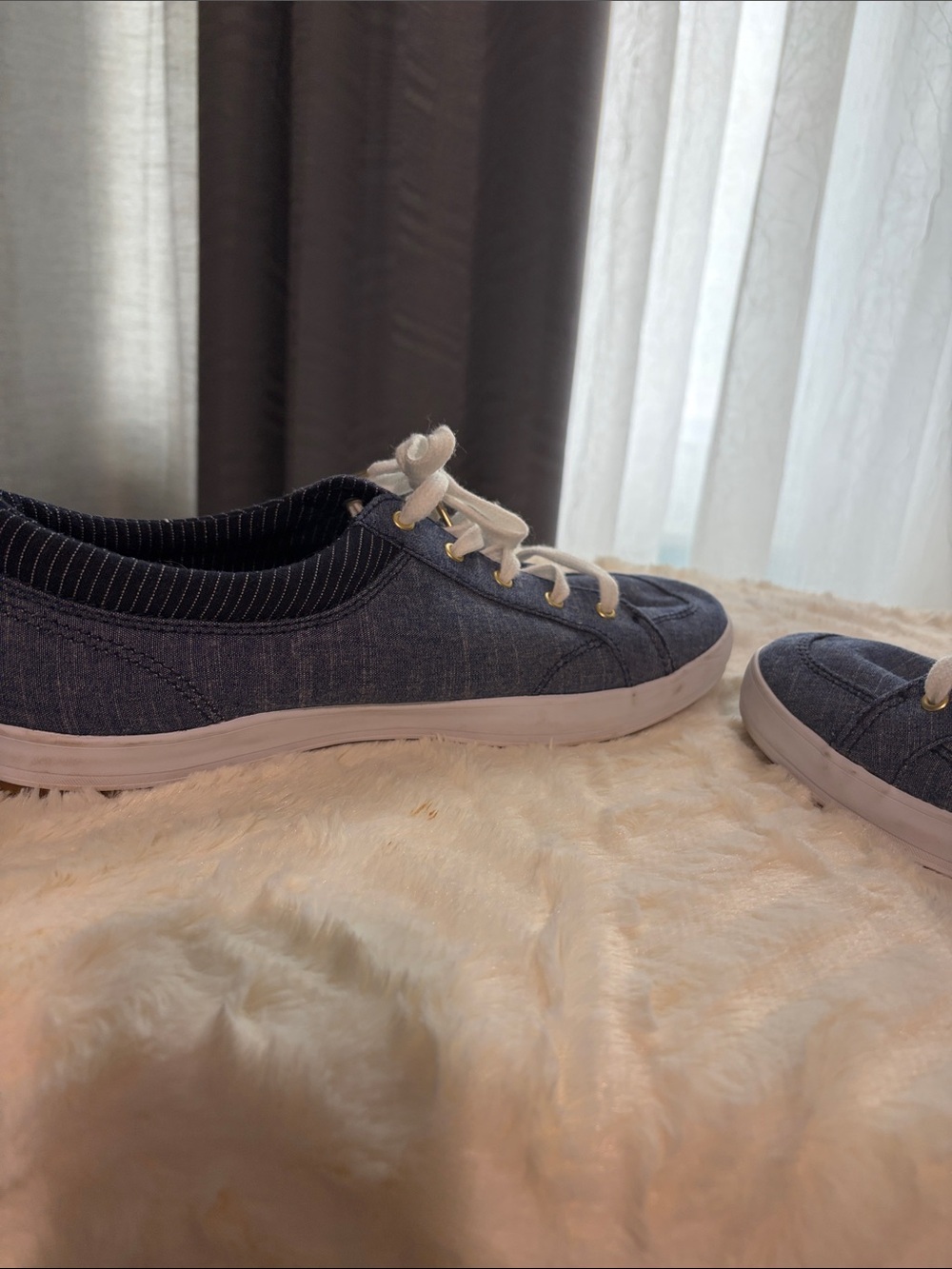 Keds Denim Low-Top Sneakers in Dark Blue with White Soles - Picture 4 of 7